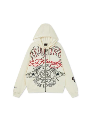 Obrázek produktu Ed Hardy Mikina 'Gothic Roses' režná / pastelová modrá / červená / černá
