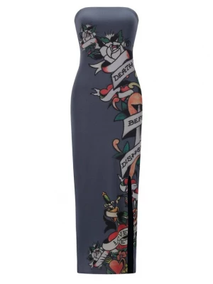Obrázek produktu Ed Hardy Šaty tmavě modrá / světle šedá / oranžová