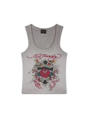 Obrázek produktu Ed Hardy Top 'In Memory Of When I Cared' šedá / zelená / tmavě červená / černá