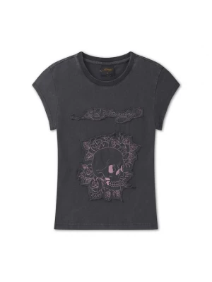 Obrázek produktu Ed Hardy Tričko 'Blumen-Totenkopf' tmavě šedá / růžová