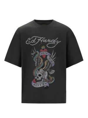Obrázek produktu Ed Hardy Tričko 'New York City Diamante' modrá / červená / černá / bílá