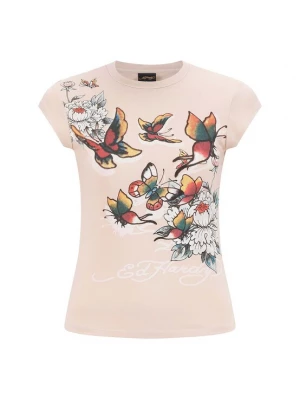 Obrázek produktu Ed Hardy Tričko 'Schmetterling Blumen' písková / mix barev