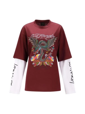 Obrázek produktu Ed Hardy Tričko tmavě červená / černá / bílá