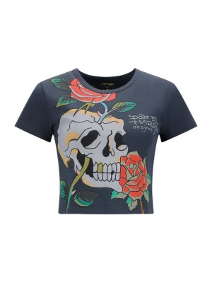 Obrázek produktu Ed Hardy Tričko 'Totenkopf Kletterrose' tyrkysová / světlemodrá / tmavě šedá / oranžová