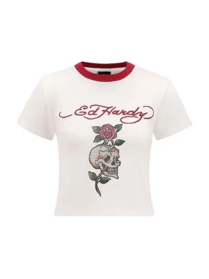 Obrázek produktu Ed Hardy Tričko 'Totenkopf Rose' zelená / červená / bílá