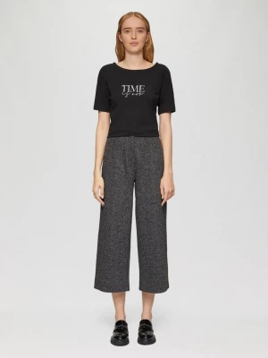 Obrázek produktu Elegantní culottes s elastickým pasem a strukturou rybí kosti s.Oliver černá