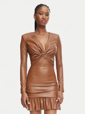 Obrázek produktu Elisabetta Franchi Šaty z imitace kůže AB-989-66E2-V400 Světle hnědá Slim Fit