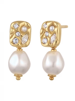Obrázek produktu ELLI Náušnice 'Vintage Pearl' zlatá / průhledná / perlově bílá