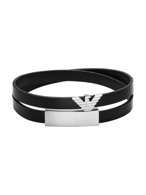 Obrázek produktu Emporio Armani náramek pánský kožený Eagle Logo černá