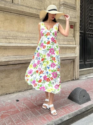 Obrázek produktu For You Moda Letní šaty zelená / pink / červená / bílá
