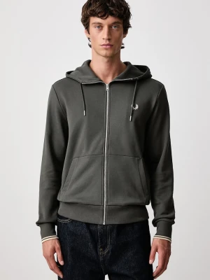 Obrázek produktu Fred Perry rozepínací mikina s kapucí pánská bavlněná zelená