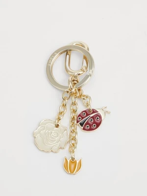 Obrázek produktu FURLA Přívěsek na klíče 'LADYBIRD&FLOWERS' kari / zlatá / červená / bílá
