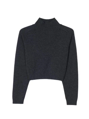 Obrázek produktu GOBI Cashmere Svetr 'Cropped High-Neck Cashmere Sweater' tmavě šedá