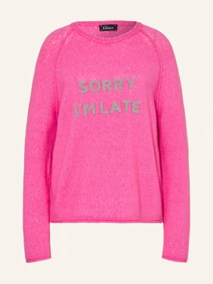 Obrázek produktu Grace Svetr Sorry I'm Late S Ozdobnými Korálky růžová / stříbrná