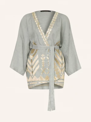 Obrázek produktu Greek Archaic Kori Dámský Kimono Z Lnu světle šedá / zlatá