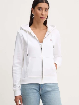 Obrázek produktu Guess Jeans rozepínací mikina kapucí dámská bavlnou bílá