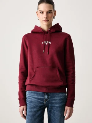 Obrázek produktu Guess Jeans mikina s kapucí dámská s bavlnou burgundské