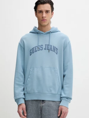 Obrázek produktu Guess Jeans mikina s kapucí pánská bavlněná modrá