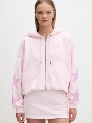 Obrázek produktu Guess Jeans rozepínací mikina s kapucí dámská bavlněná růžová