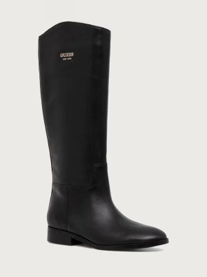 Obrázek produktu Guess kozačky nad kolena na plochém podpatku dámské kožené NAURE černá