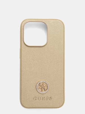 Obrázek produktu Guess pouzdro na telefon z imitace kůže iPhone 15 Pro zlatá