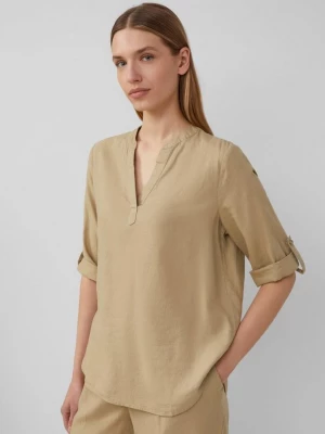 Obrázek produktu Halenka ze lněné směsi s ohrnutím s.Oliver hnědá