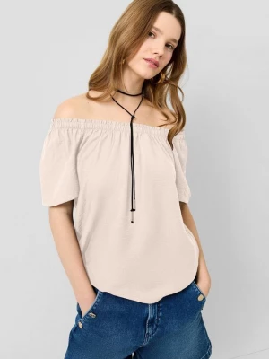 Obrázek produktu Halenka ze směsi s viskózou a s výstřihem ve stylu Carmen QS oranžová