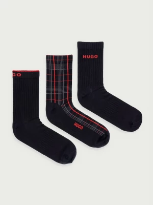Obrázek produktu HUGO ponožky pánské s bavlnou 3P QS RIB CHECK 3-pack černá