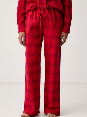 Obrázek produktu HUGO pyžamové kalhoty dámské bavlněné s elastanem FLANNEL PANTS červená