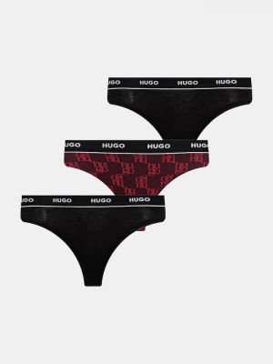 Obrázek produktu HUGO tanga dámské bavlněné s elastanem TRIPLET THONG DESIGN 3-pack černá