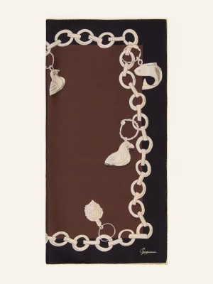 Obrázek produktu Jacquemus Hedvábný Šátek Le Foulard Pampille tmavě hnědá / tmavě žlutá / černá