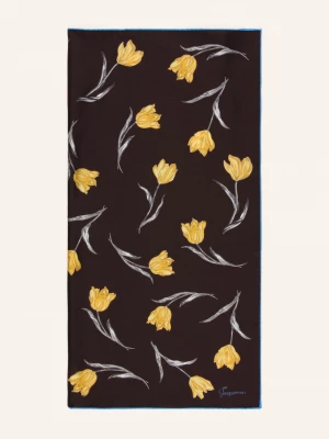 Obrázek produktu Jacquemus Hedvábný Šátek Le Foulard Tulipe tmavě hnědá / žlutá / modrá