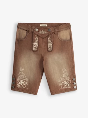 Obrázek produktu Jeansowe szorty w ludowym stylu, ze spraniem vintage, regular fit BonPrix brązowy