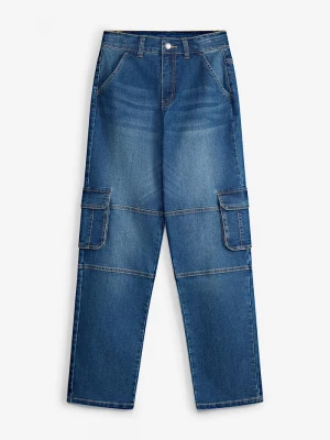 Obrázek produktu Jeansy loose fit, cargo z regulowanym pasem, straight BonPrix niebieski