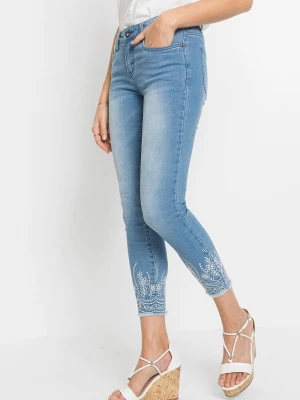 Obrázek produktu Jeansy o kroju skinny, mid waist, cropped BonPrix niebieski
