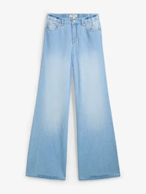 Obrázek produktu Jeansy wide leg, high waist, full length, z wygodnym pasem BonPrix niebieski