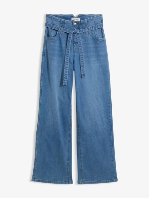 Obrázek produktu Jeansy wide leg, high waist, z bawełny organicznej BonPrix niebieski
