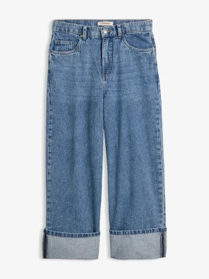 Obrázek produktu Jeansy wide leg, mid waist, cropped BonPrix niebieski
