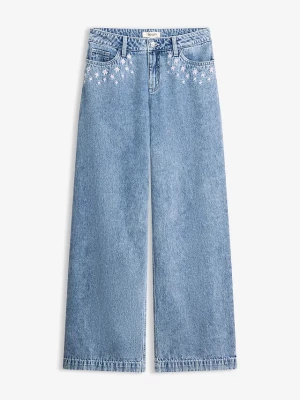 Obrázek produktu Jeansy wide leg, mid waist, z bawełny BonPrix niebieski