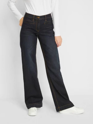 Obrázek produktu Jeansy wide leg, mid waist, z elastyczną wstawką w talii BonPrix niebieski