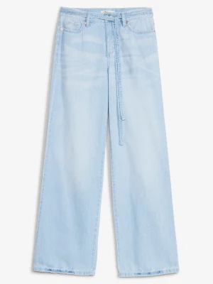 Obrázek produktu Jeansy wide leg, mid waist, z paskiem BonPrix niebieski