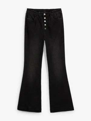 Obrázek produktu Jeansy z rozszerzanym dołem, high waist, z wygodnym pasem BonPrix czarny