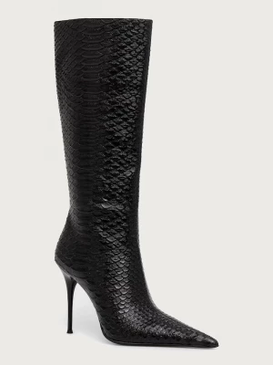 Obrázek produktu Jeffrey Campbell kozačky nad kolena na jehlovém podpatku dámské kožené PROPOSAL černá