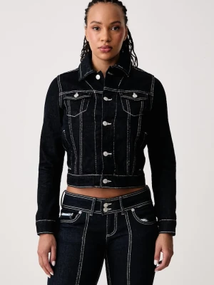 Obrázek produktu Juicy Couture džínová bunda dámská bavlněná DOG CREST DENIM námořnická modř