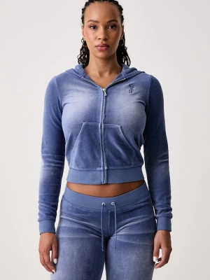 Obrázek produktu Juicy Couture rozepínací mikina s kapucí dámská s bavlnou WASHED ROBYN modrá