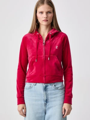 Obrázek produktu Juicy Couture rozepínací mikina s kapucí dámská velurová MADISON HOODIE červená