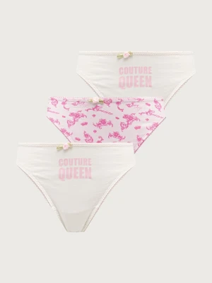 Obrázek produktu Juicy Couture tanga dámské bavlněné s elastanem COUTURE QUEEN THONG 3-pack růžová