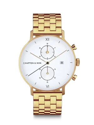 Obrázek produktu Kapten & Son Analogové hodinky 'Chrono Gold Steel' zlatá / bílá