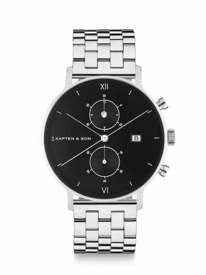 Obrázek produktu Kapten & Son Analogové hodinky 'Chrono Silver Steel' černá / stříbrná
