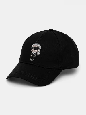 Obrázek produktu Karl Lagerfeld Bavlněná baseballová čepice Karl Lagerfeld IKON RHINESTONES černá